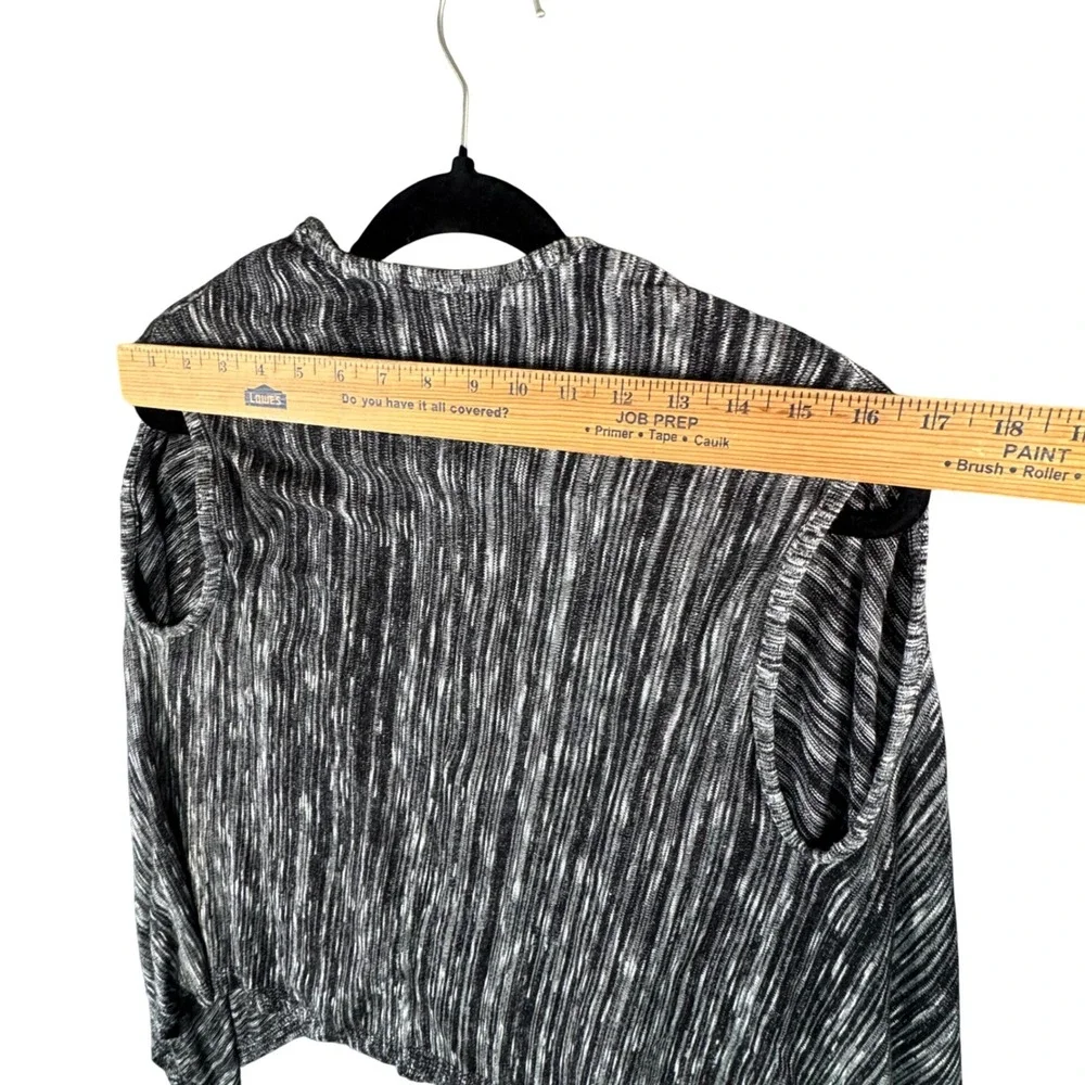 Black‎ White Stripe Open Front Cardigan Medium Minimalist Boho Neutral Layering